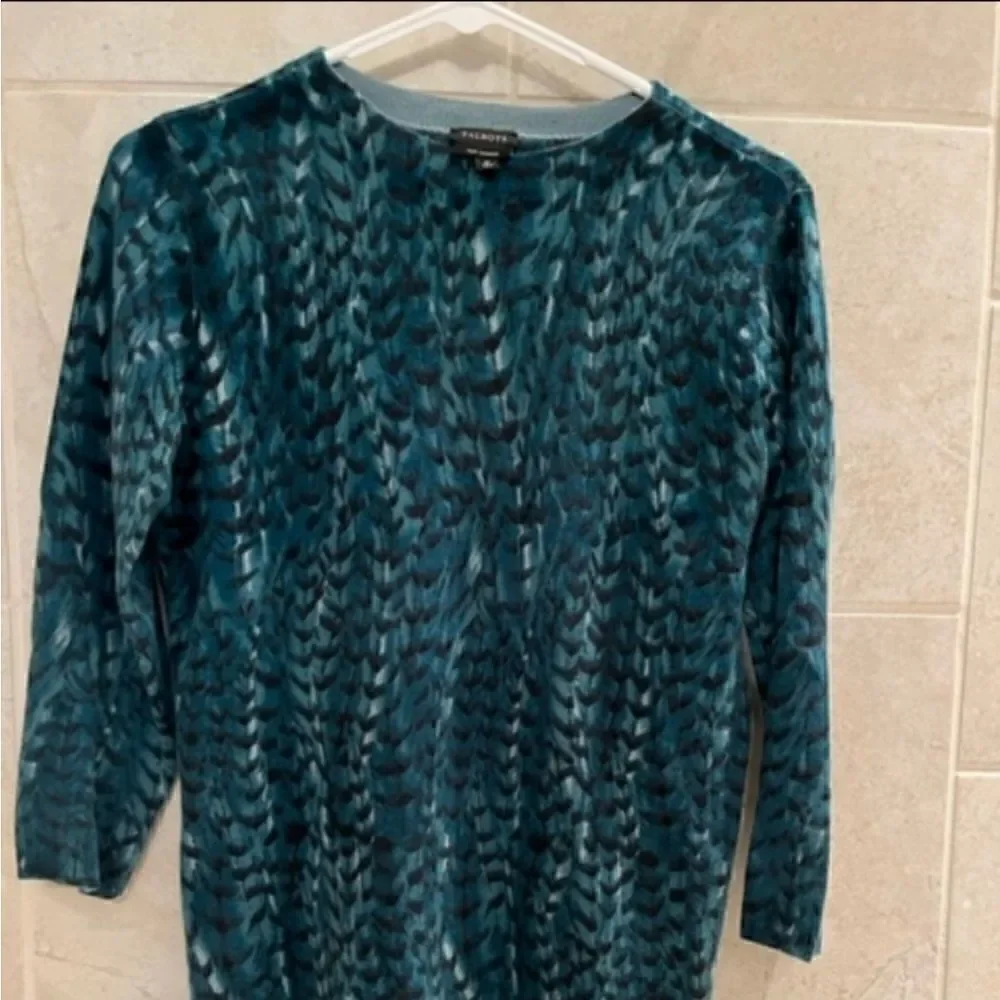Talbots Pure Cashmere Teal Feather Sweater - Picture 4 of 16